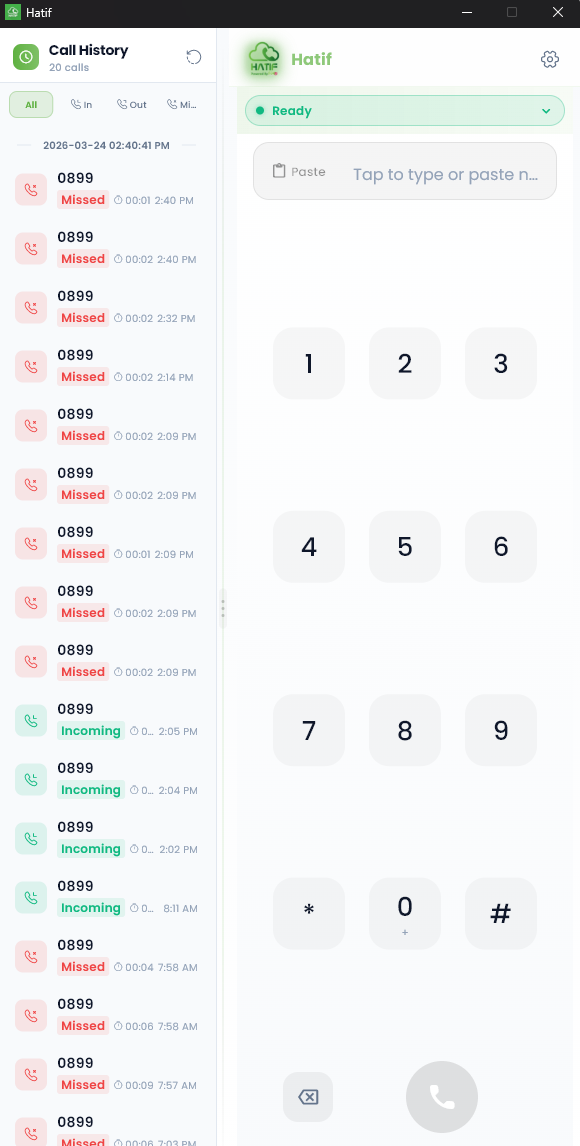 Egytel Desktop App — Dialer Screen